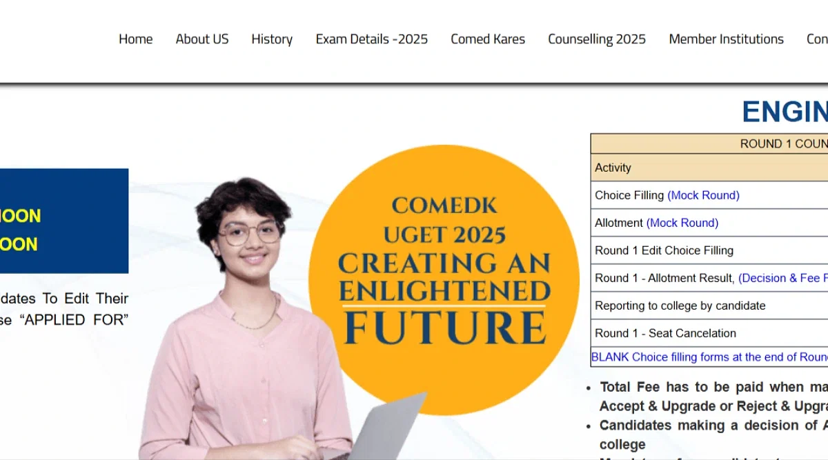 COMEDK Seat Allotment Result 2025 Round 1 (Released)
