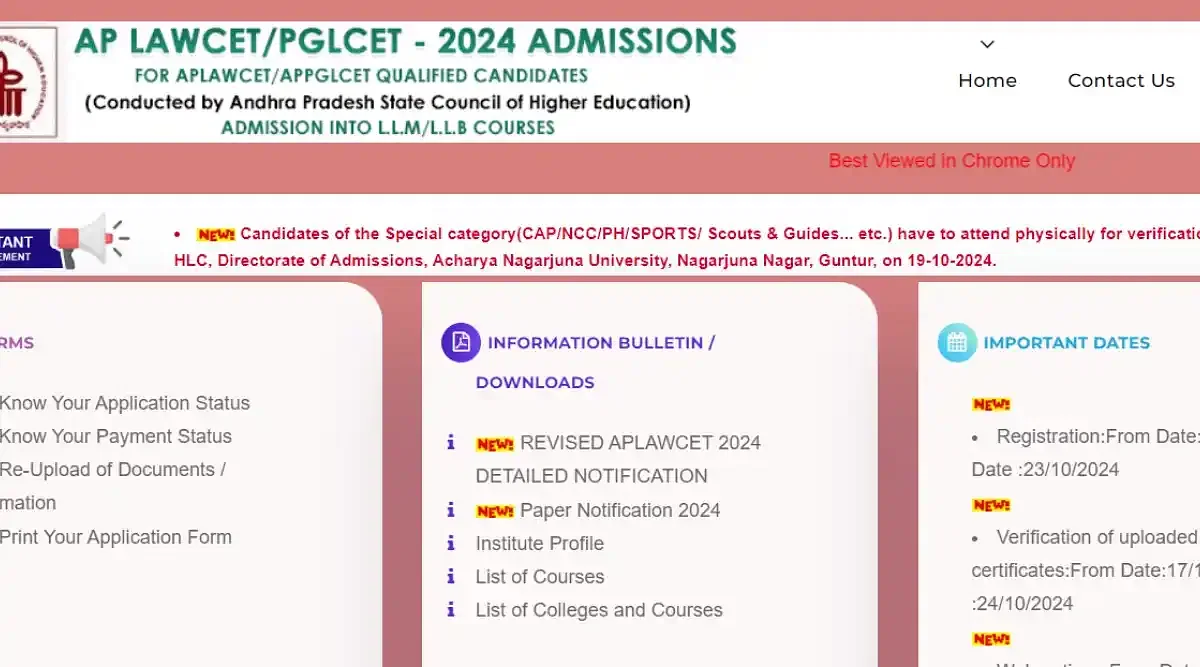 AP LAWCET Phase 1 Web Option 2024 (Link Available): Direct Link, Instructions