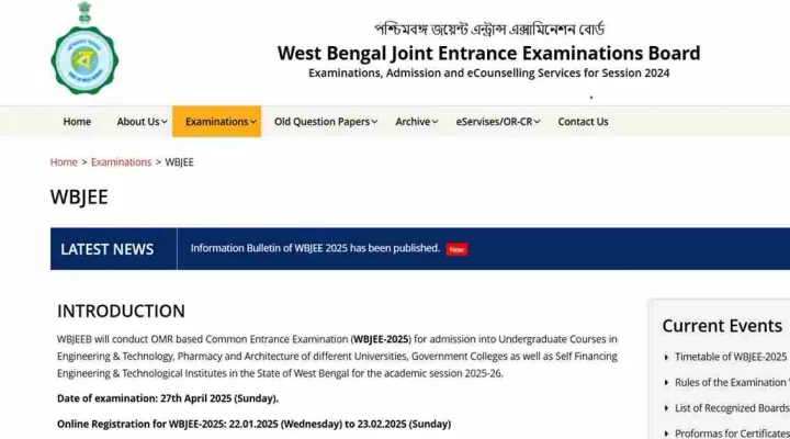 WBJEE 2025 Registration Begins Today: Documents Required, Application Fees