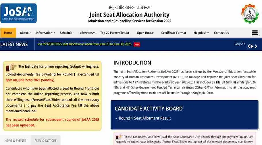 JoSAA Seat Allotment 2025 Round 2 Releasing Today on June 25
