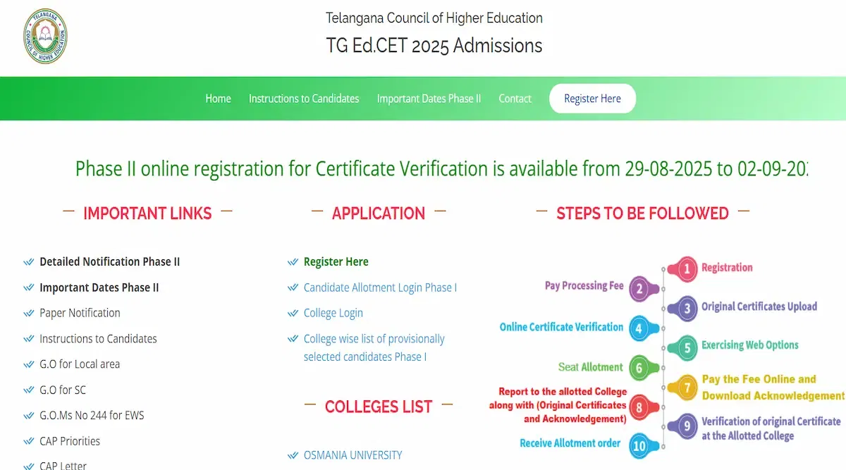 TG EDCET Phase 2 Registration 2025 Closes Soon: Last Date, Instructions