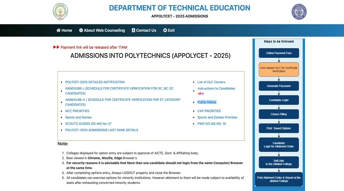 AP POLYCET Counselling Registration 2025 Begins (Today): Application Link, Instructions