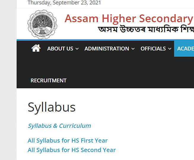 Assam HS syllabus