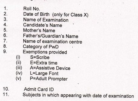 Details of CBSE Class 10th Admit Card