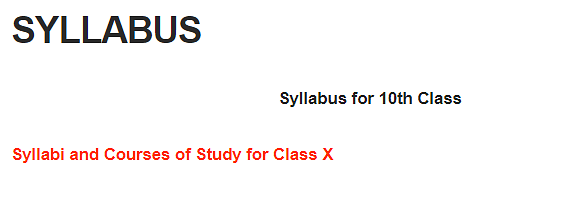 JKBOSE 10th Syllabus 