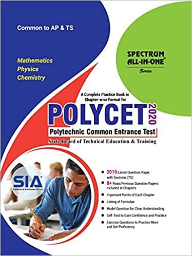 POLYCET - 2020 (SBTET) Mathematics, Physics & Chemistry, Polytechnic Common Entrance Test (Common to AP & TS)